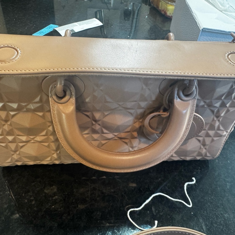 Dior Tan Geometric Pattern Women's Bag - Picture 6 of 15